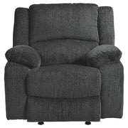 Benzara Fabric Upholstered Rocker Recliner with Pillow Arms, Gray