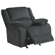 Benzara Fabric Upholstered Rocker Recliner with Pillow Arms, Gray