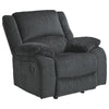 Benzara Fabric Upholstered Rocker Recliner with Pillow Arms, Gray