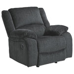 Benzara Fabric Upholstered Rocker Recliner with Pillow Arms, Gray