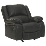 Benzara Faux Leather Upholstered Rocker Recliner with Jumbo Stitching, Black