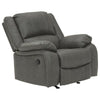 Benzara Faux Leather Upholstered Rocker Recliner with Jumbo Stitching, Gray