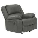 Benzara Faux Leather Upholstered Rocker Recliner with Jumbo Stitching, Gray
