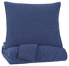 Benzara 3 Piece Diamond Quilted Polyester Queen Coverlet Set, Blue