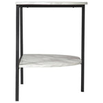 Benzara Crescent Moon Shaped Marble Top Metal Chair Side End Table, White and Black