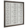 Benzara Glass Front Wall Art with Repeated Tribal Print, Gray and White