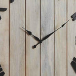 Benzara Square Wall Clock with Panel Wooden Backing, Brown and Black