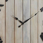 Benzara Square Wall Clock with Panel Wooden Backing, Brown and Black