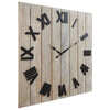 Benzara Square Wall Clock with Panel Wooden Backing, Brown and Black