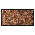 Benzara Rectangular Framed Wall Decor with Sliced Wooden Logs, Black and Brown
