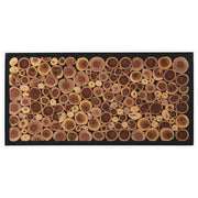 Benzara Rectangular Framed Wall Decor with Sliced Wooden Logs, Black and Brown