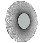 Benzara Metal Round Shaped Accent Mirror with Sunburst Design, Black and Silver