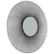 Benzara Metal Round Shaped Accent Mirror with Sunburst Design, Black and Silver