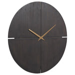 Benzara Round Wall Clock with Wooden Backing and Cut Out Design, Brown and Gold