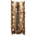 Benzara Bulged Frame Metal Wall Sconce with Candle Holder, Antique Gold and Clear