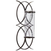 Benzara Scroll Design Metal Wall Sconce with Candle Holder, Dark Bronze and Clear