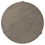 Benzara Round Wooden Top End Table with Open Geometric Metal Base, Gray and Black