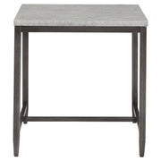Benzara BM226532 Square Shape End Table with Faux Concrete Top, Gray and Black