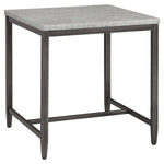 Benzara BM226532 Square Shape End Table with Faux Concrete Top, Gray and Black