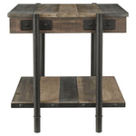 Benzara Plank Style Wooden End Table with Bottom Shelf, Brown