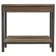 Benzara Plank Style Wooden End Table with Bottom Shelf, Brown