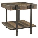 Benzara Plank Style Wooden End Table with Bottom Shelf, Brown