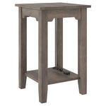 Benzara Wooden Side End Table with 2 USB Ports and Power Cord, Weathered Brown