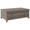 Benzara Wooden Cocktail Table with Reclining Lift Top, Weathered Brown