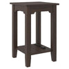 Benzara Wooden Side End Table with 2 USB Ports and Power Cord, Dark Brown