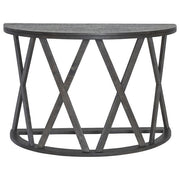 Benzara Wooden Plank Top Sofa Table with X Shaped Motif Base, Rustic Gray