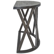 Benzara Wooden Plank Top Sofa Table with X Shaped Motif Base, Rustic Gray