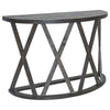 Benzara Wooden Plank Top Sofa Table with X Shaped Motif Base, Rustic Gray