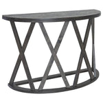 Benzara Wooden Plank Top Sofa Table with X Shaped Motif Base, Rustic Gray