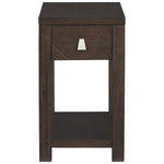Benzara 1 Drawer Wooden Chairside End Table with 2 USB Plug In, Espresso Brown