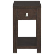 Benzara 1 Drawer Wooden Chairside End Table with 2 USB Plug In, Espresso Brown