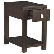 Benzara 1 Drawer Wooden Chairside End Table with 2 USB Plug In, Espresso Brown