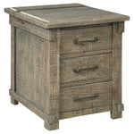 Benzara 3 Drawer Wooden Plank Design Rectangular End Table with Bar Handles, Brown