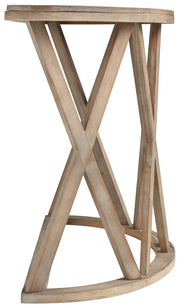 Benzara Wooden Plank Top Sofa Table with X Shaped Motif Base, Light Brown