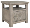 Benzara 1 Cabinet Rectangular End Table with Engraved Medallion Pattern,Taupe Gray