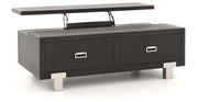 Benzara 2 Drawer Wooden Rectangular Lift Top Cocktail Table with Metal Feet, Black