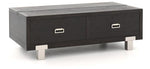 Benzara 2 Drawer Wooden Rectangular Lift Top Cocktail Table with Metal Feet, Black