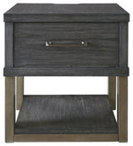 Benzara 1 Drawer Wooden Rectangular End Table with 2 USB Plug In, Dark Gray