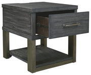 Benzara 1 Drawer Wooden Rectangular End Table with 2 USB Plug In, Dark Gray