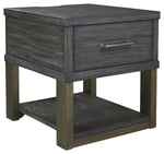 Benzara 1 Drawer Wooden Rectangular End Table with 2 USB Plug In, Dark Gray