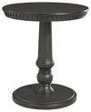Benzara Wooden Round Top End Table with Pedestal Support, Dark Brown