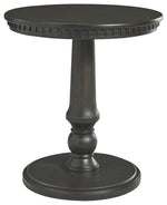 Benzara Wooden Round Top End Table with Pedestal Support, Dark Brown