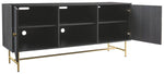 Benzara 2 Single Door Wooden TV Stand with Adjustable Shelves, Large, Dark Gray