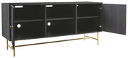 Benzara 2 Single Door Wooden TV Stand with Adjustable Shelves, Large, Dark Gray