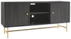 Benzara 2 Single Door Wooden TV Stand with Adjustable Shelves, Large, Dark Gray