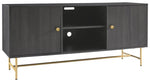 Benzara 2 Single Door Wooden TV Stand with Adjustable Shelves, Large, Dark Gray